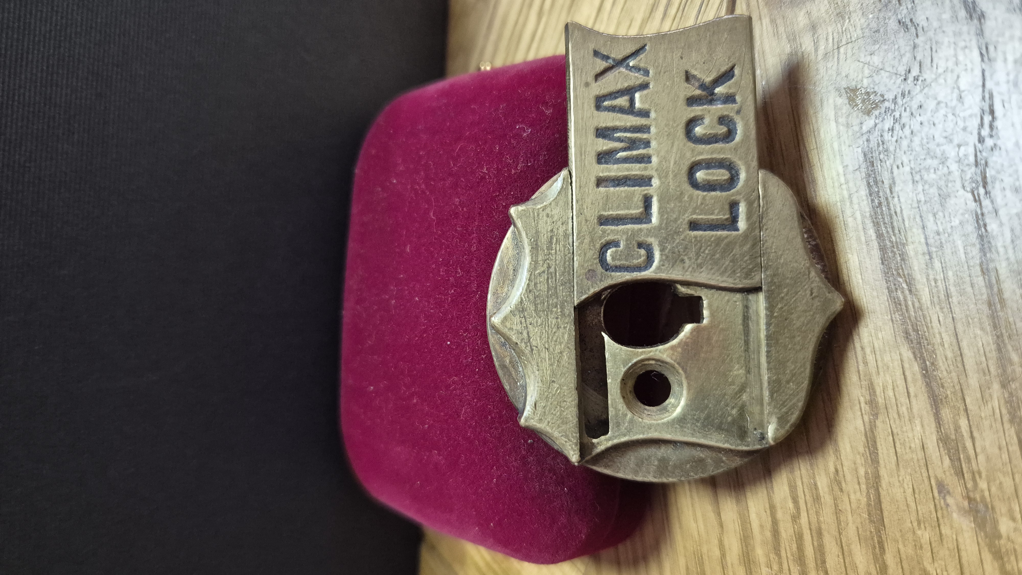 Antique Safe key escutcheon, brass. (talking point)