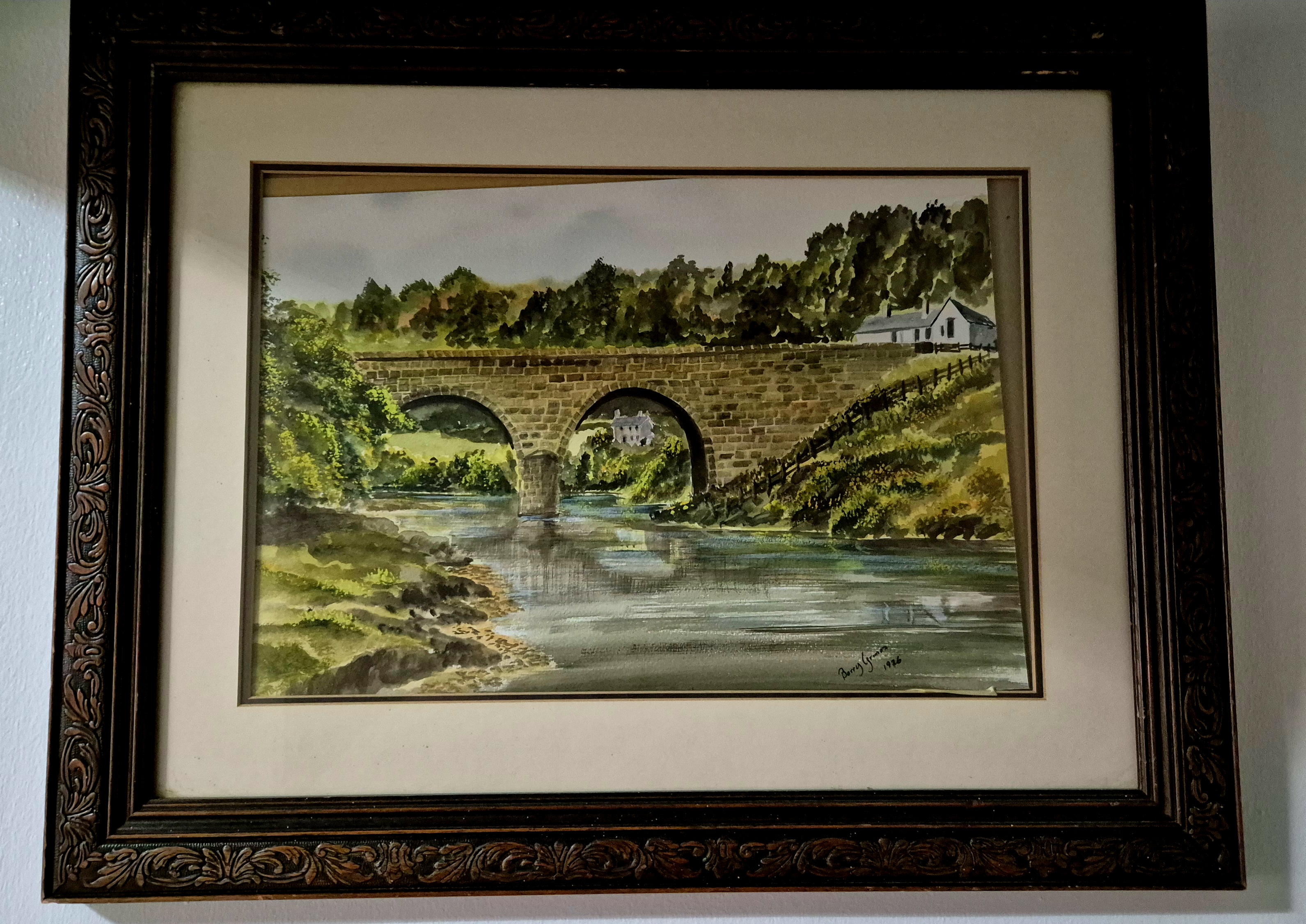 Original watercolour by Barry Grimes, 1926 in framed and gla