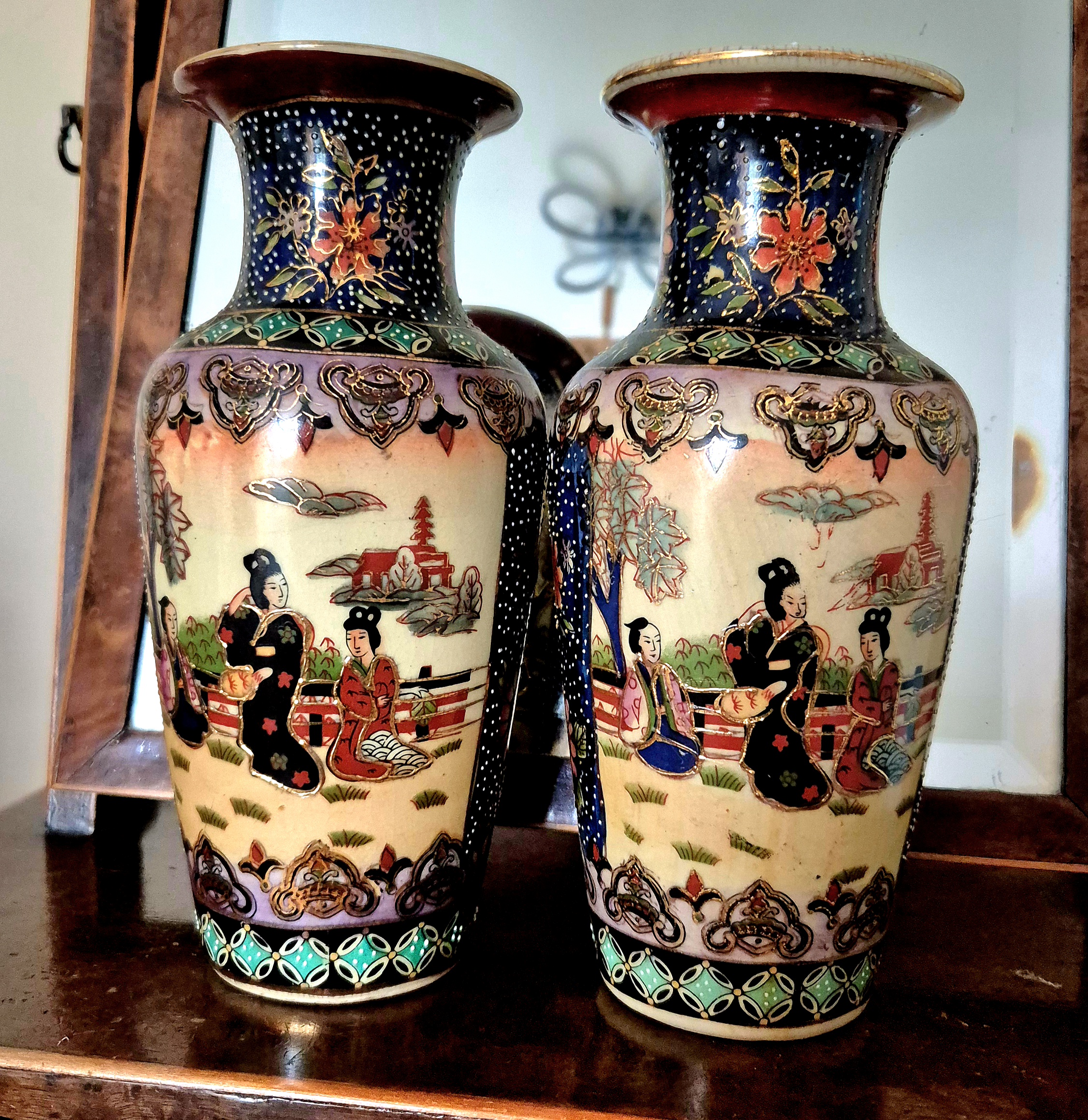 a pair of antique Chinese vases, with non specific markings 