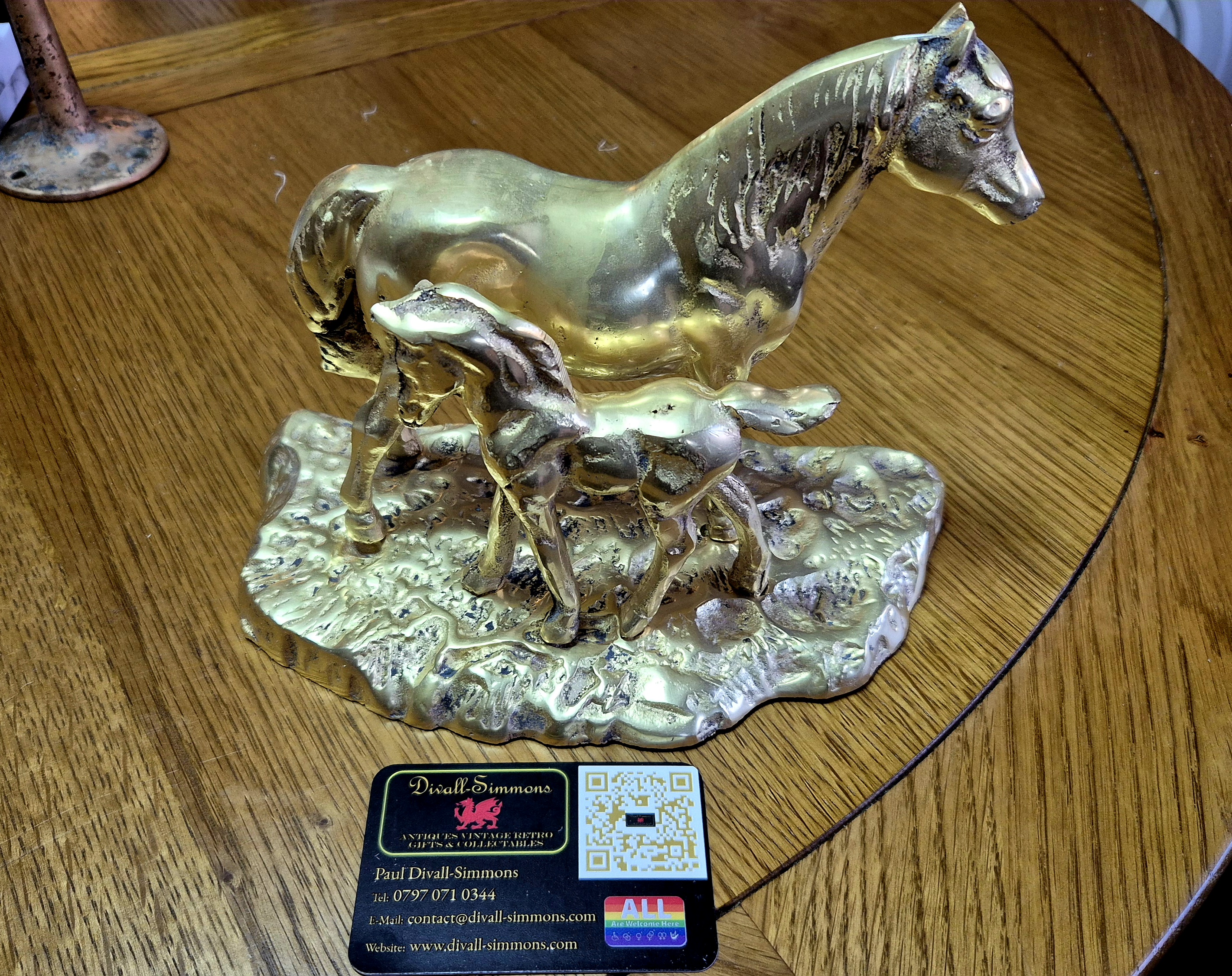 Heavy brass horse and foal, Solid, not hollow