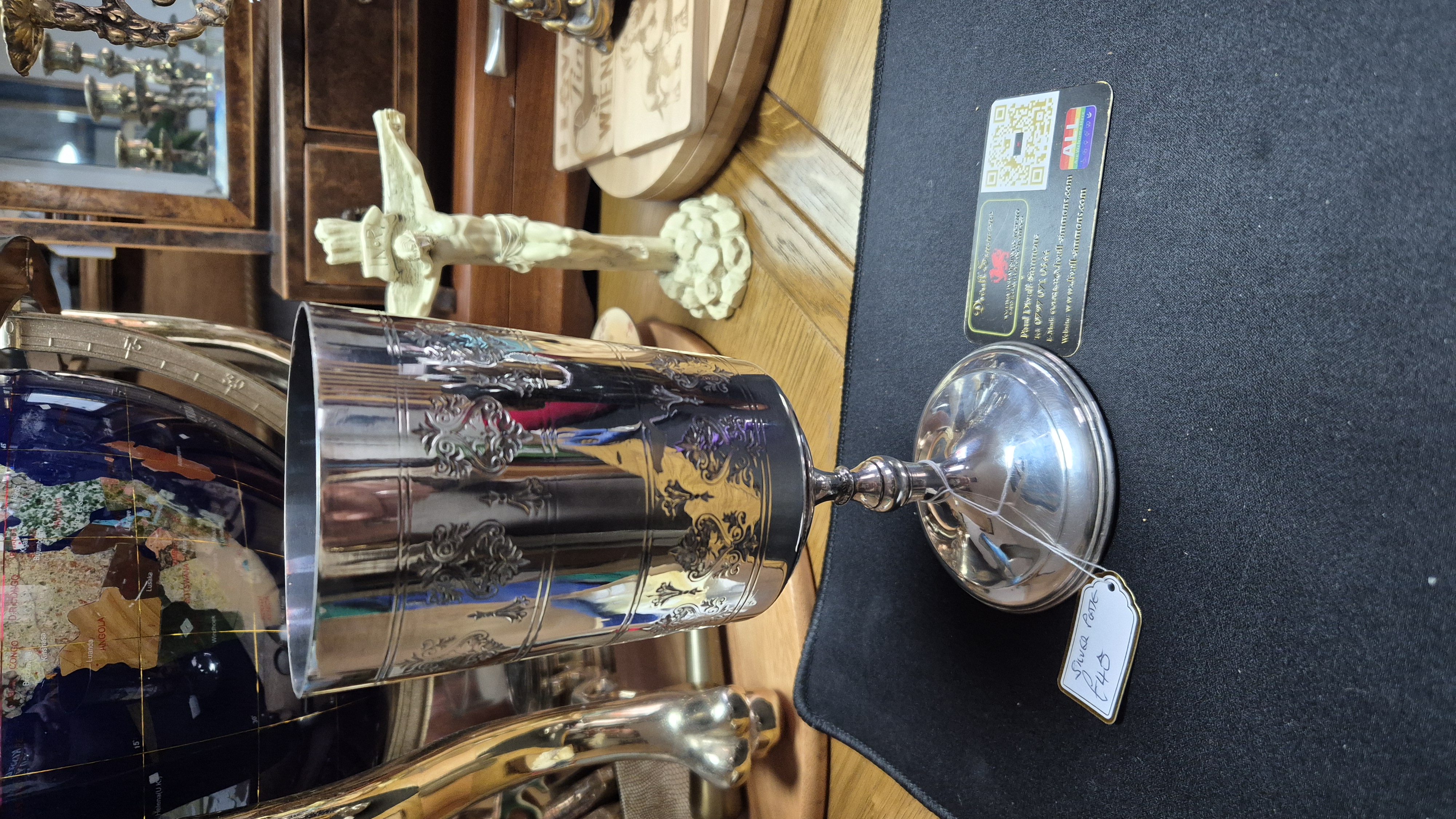 Antique silver plated, engraved pattern goblet, possibly of 