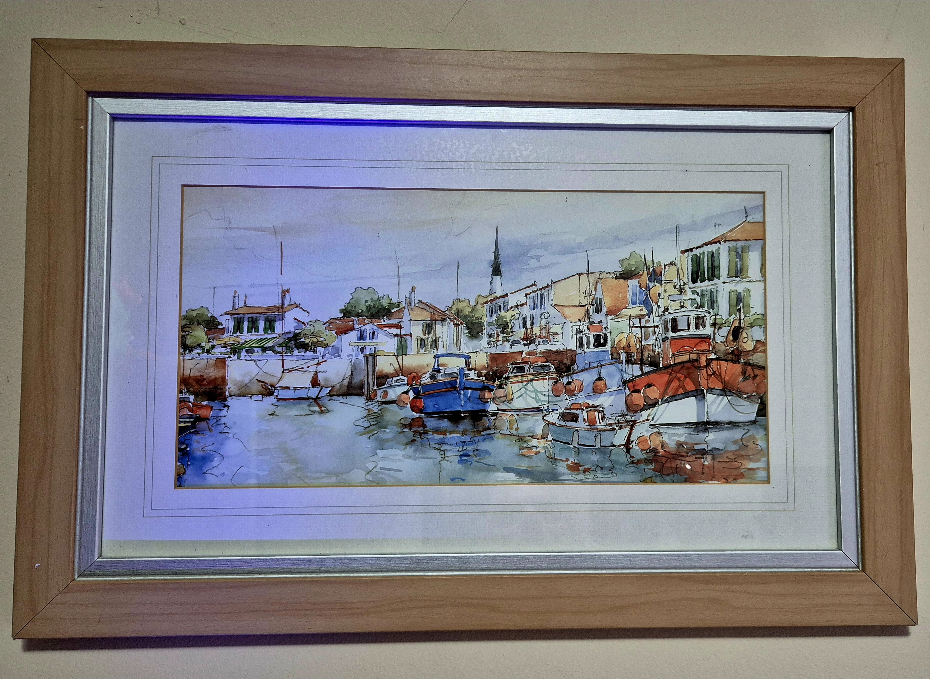 A framed and glazed print of Poole Harbour