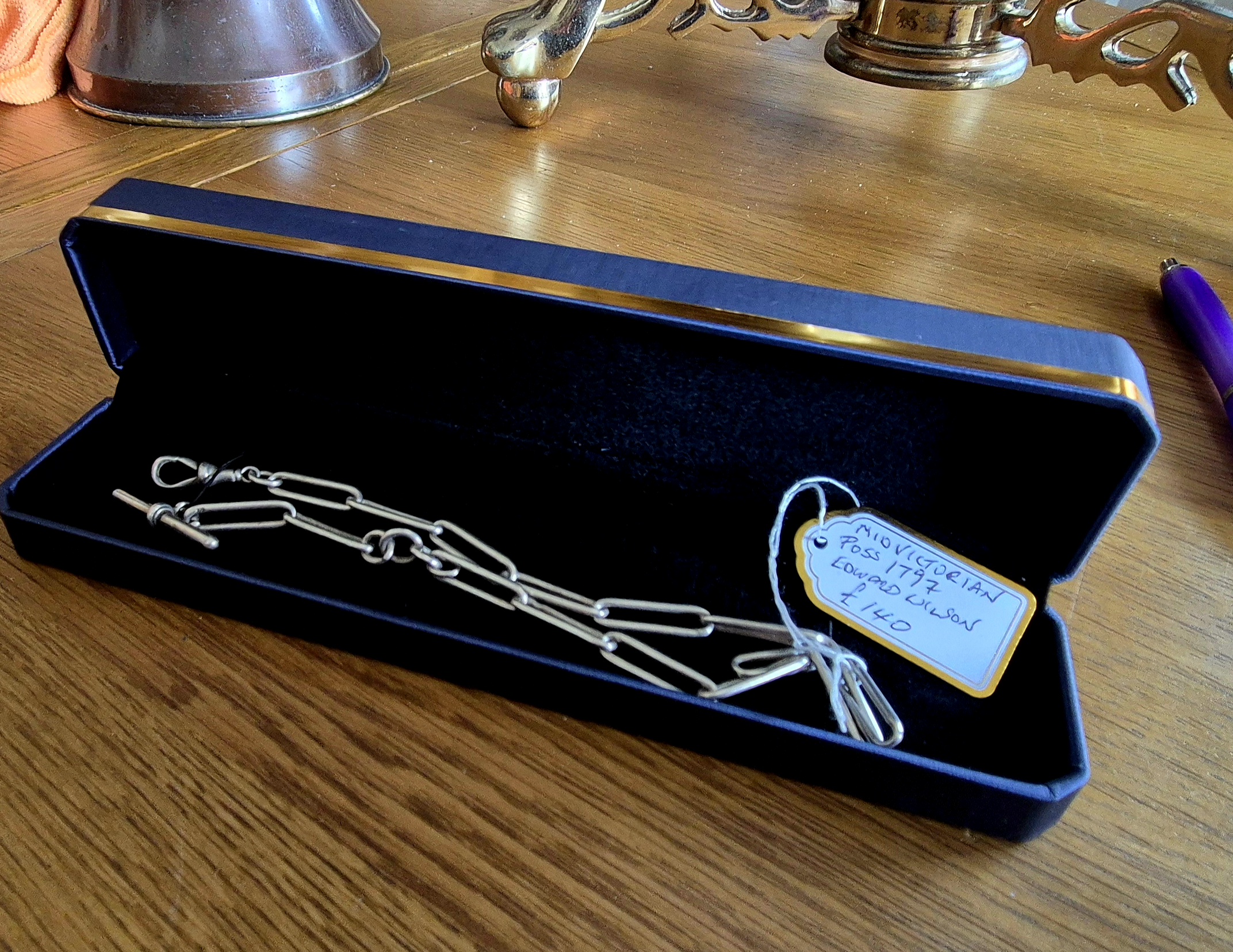 Genuine Victorian pocket watch  fob chain in sterling silver