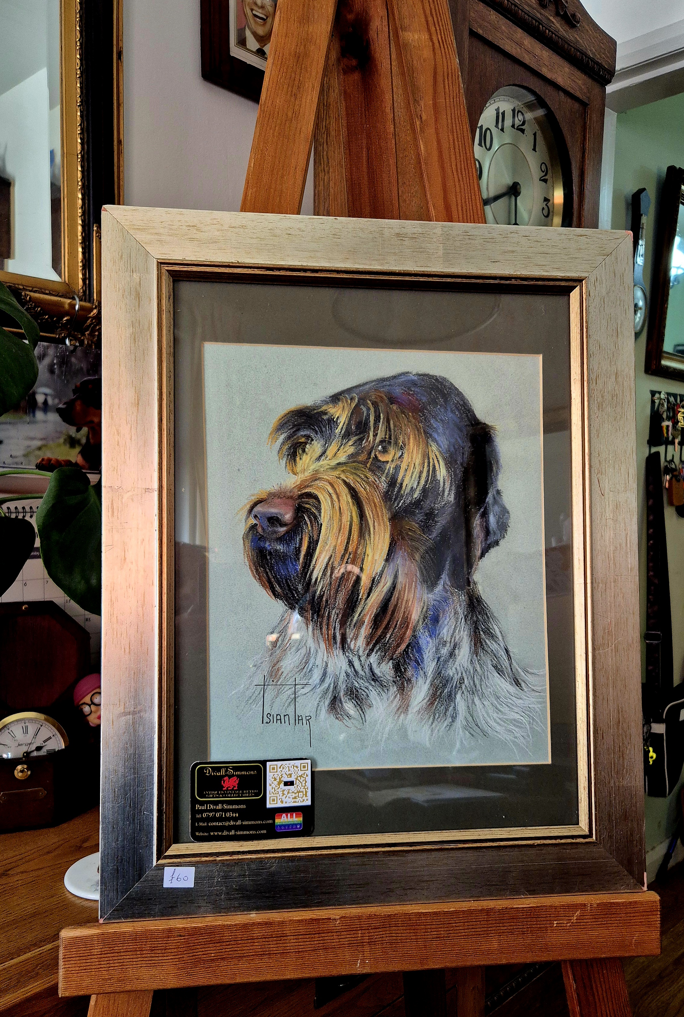 This is a very attractive original pastel portrait of a wire