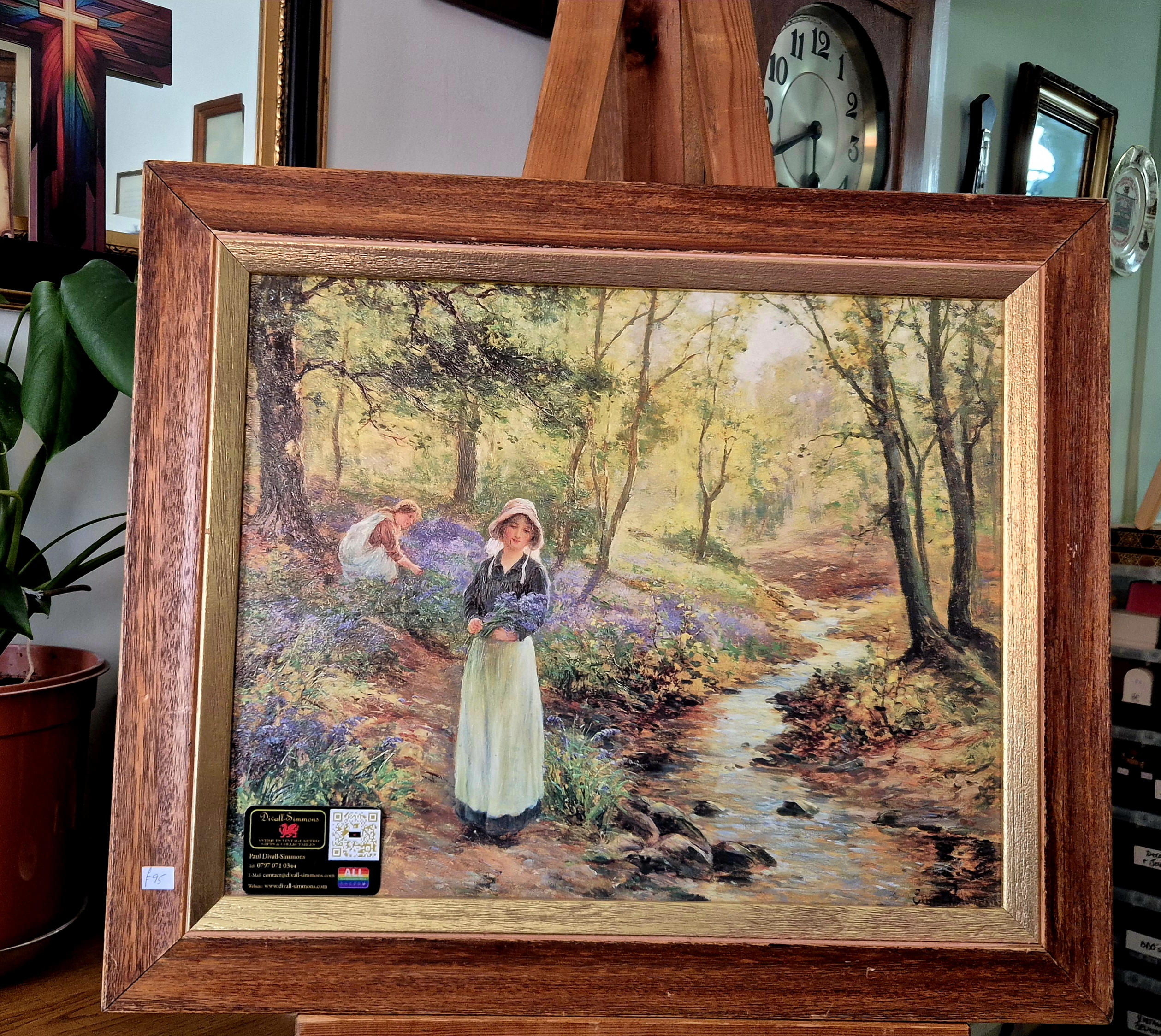 Original Signed Oil Painting – Ladies Gathering Bluebells
